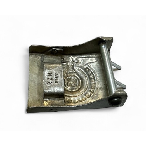 123 - German Third Reich SS belt buckle, rope behind eagle design. Marked to reverse for R.Z.M. M34/2.