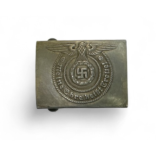 123 - German Third Reich SS belt buckle, rope behind eagle design. Marked to reverse for R.Z.M. M34/2.