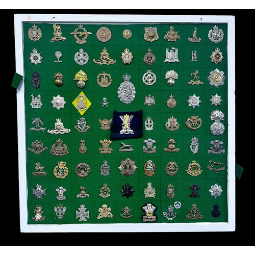 64 - Cap Badges, organised range of well-presented cap badges, some better to include; Royal Ceylon Air F... 