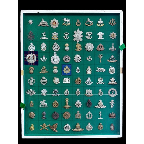 61 - Cap Badges, organised range of well-presented cap badges some better, to include; Royal Anglian, Kin... 