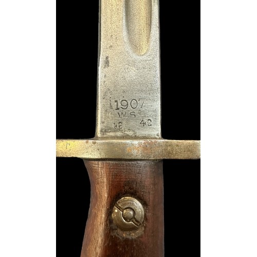 97 - British Pattern 1907 World War One rifle bayonet by Wilkinson, stamped ricasso and dated '1907', 43c... 