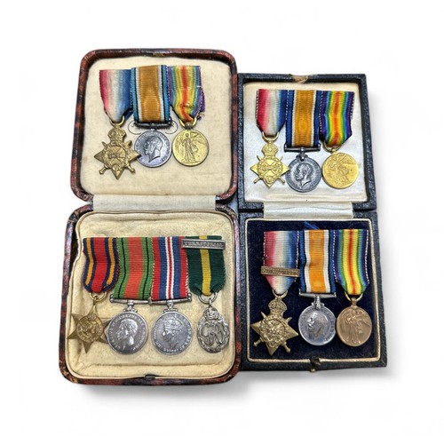 12 - Group of miniature war medals to include; 1914 Star Trio with 5th Aug 22nd Nov 1914 bar (cased), 191... 