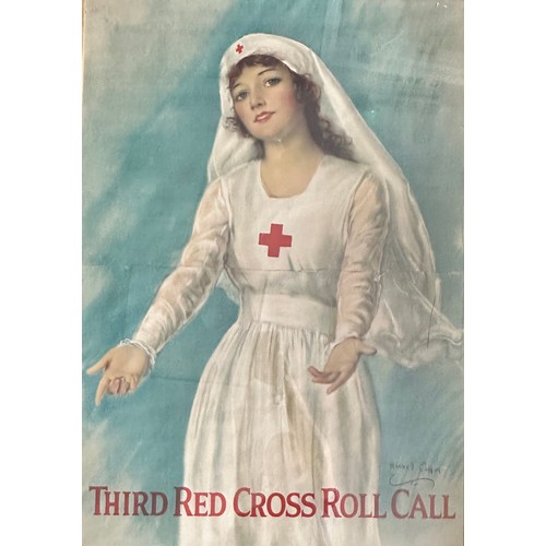 108 - First World War ‘Third Red Cross Roll Call’ Propaganda Poster by William Haskell Coffin, framed. 100... 