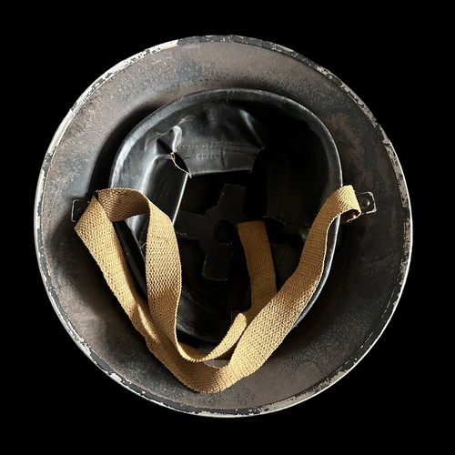 110 - Second World War / WWII Brodie Helmet, marked for 1943, with internals and chin strap. Plus a boys b... 