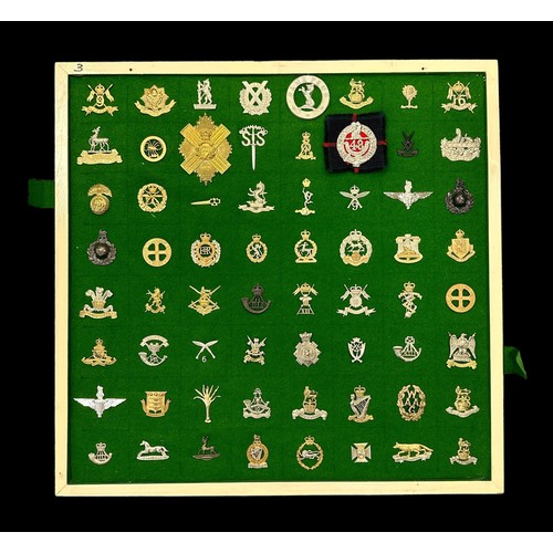 67 - Cap Badges, organised range of well-presented cap badges, some better to include; Scottish Horse, Mi... 