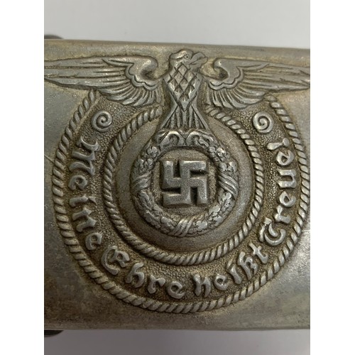 123 - German Third Reich SS belt buckle, rope behind eagle design. Marked to reverse for R.Z.M. M34/2.