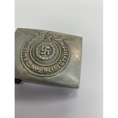 123 - German Third Reich SS belt buckle, rope behind eagle design. Marked to reverse for R.Z.M. M34/2.