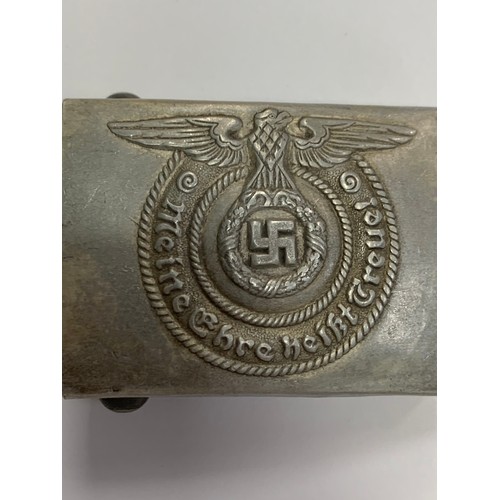 123 - German Third Reich SS belt buckle, rope behind eagle design. Marked to reverse for R.Z.M. M34/2.