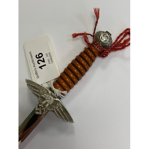 126 - German Second World War Third Reich Luftwaffe second pattern Officer’s dagger letter opener, with sc... 