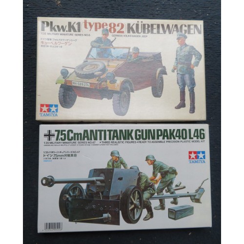 91 - Tamiya 1/35th scale WW2 German unmade kits, generally excellent in good plus boxes, with Tiger I No.... 