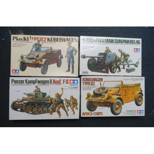 91 - Tamiya 1/35th scale WW2 German unmade kits, generally excellent in good plus boxes, with Tiger I No.... 