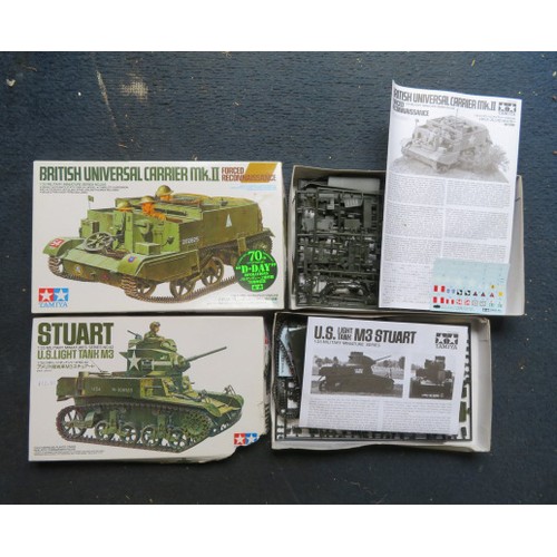 92 - Tamiya 1/35th scale WW2 British unmade kits, generally excellent in good plus boxes, with Churchill ... 