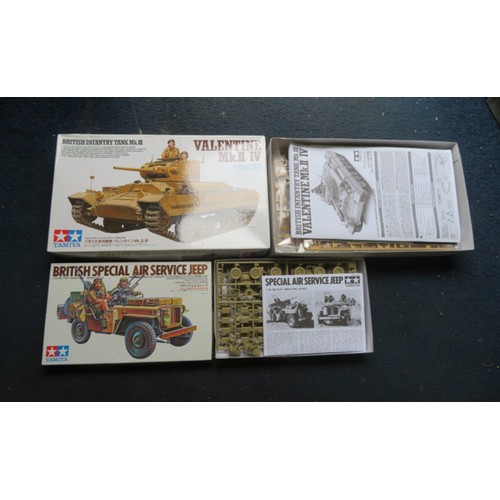 92 - Tamiya 1/35th scale WW2 British unmade kits, generally excellent in good plus boxes, with Churchill ... 