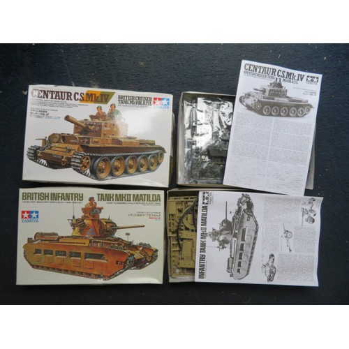 92 - Tamiya 1/35th scale WW2 British unmade kits, generally excellent in good plus boxes, with Churchill ... 