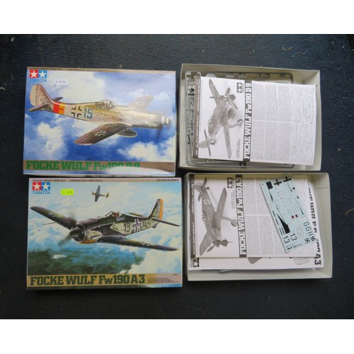 93 - Tamiya 1/48th scale WW2 aircraft unmade kits, generally excellent in good plus boxes, with Fw109 Nos... 