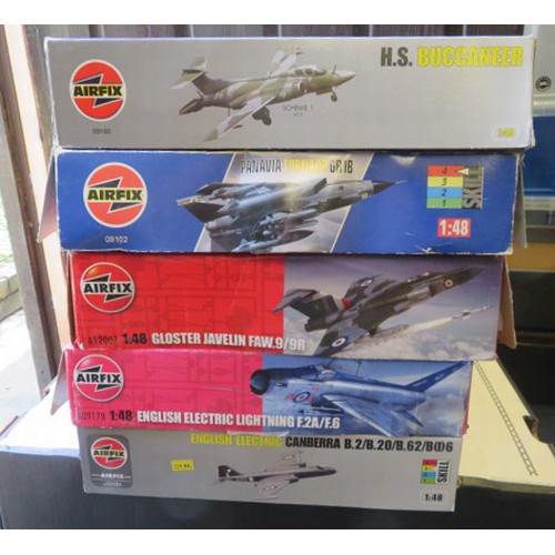 74 - Airfix 1/48th scale Aircraft unmade kits, generally excellent in good plus boxes, with Canberra No. ... 