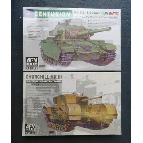 111 - AFV Club 1/35th scale pair of Tank unmade kits, with Centurion Mk.5/2 6 w/105mm gun No. 35122 and Ch... 