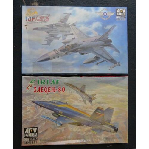 112 - AFV Club 1/48th scale pair of aircraft unmade kits, with PRC IDF F-CK-1C Ching-kuo No. AR48108 and I... 