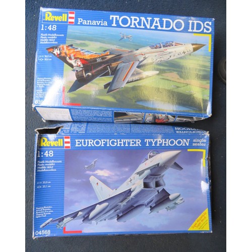 114 - Revell 1/48th scale aircraft unmade kits, with Eurofighter Typhoon No. 04568, Tornado IDS No. 03987 ... 