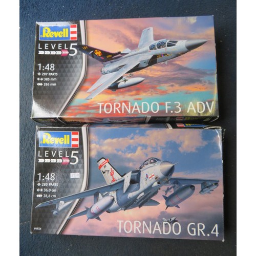 114 - Revell 1/48th scale aircraft unmade kits, with Eurofighter Typhoon No. 04568, Tornado IDS No. 03987 ... 