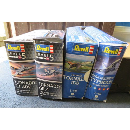 114 - Revell 1/48th scale aircraft unmade kits, with Eurofighter Typhoon No. 04568, Tornado IDS No. 03987 ... 