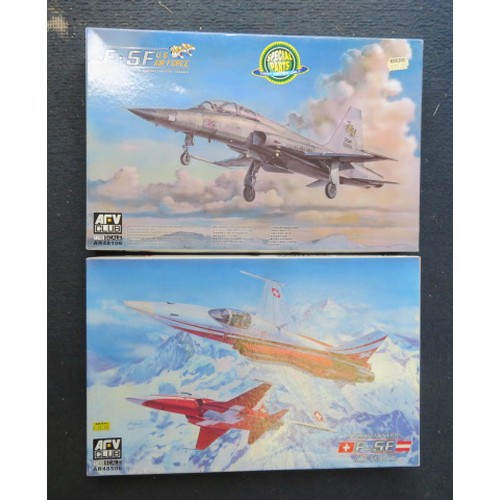 116 - AFV Club 1/48th scale pair of aircraft unmade kits, with F-5E Swiss & Austria Air Force No. AR48S06 ... 