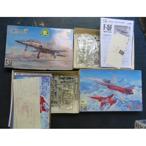 116 - AFV Club 1/48th scale pair of aircraft unmade kits, with F-5E Swiss & Austria Air Force No. AR48S06 ... 