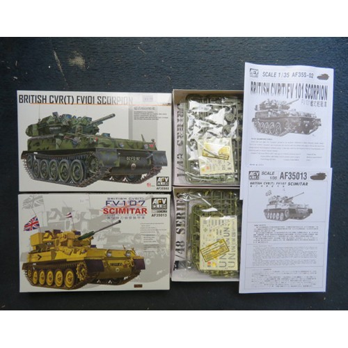 122 - AFV Club 1/35th scale pair of unmade kits, with Scimitar FV 107 No. AF35013 and Scorpion FV 101 No. ... 