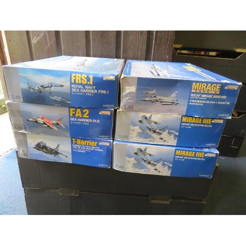 130 - Kinetic 1/48th scale aircraft unmade kits, generally excellent in good plus boxes, with Sea Harrier ... 