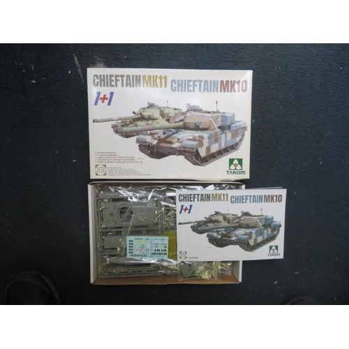 136 - Takom 1/72nd scale unmade kits, with Chieftain Mk.5 & FV432 No. 5008 (2) and Chieftain Mk.11 & Mk. 1... 