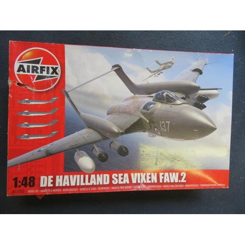 86 - Airfix 1/48th scale pair of De Havilland Sea Vixen FAW.2 No. A11002, appear to be part-built but unp... 