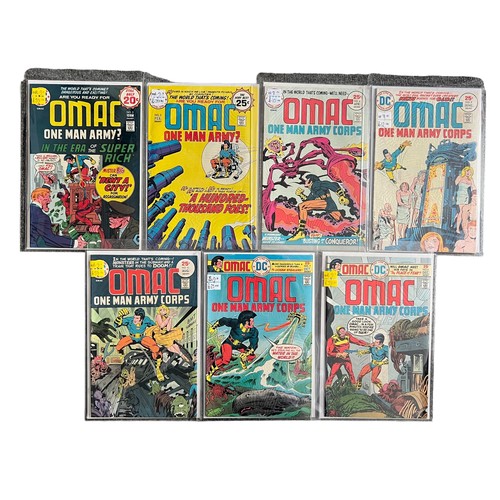 546 - DC Comics Omac One Man Army 1975 Nos 2, 3, 4, 5, 6, 7, 8 of set of 8: All comics are bagged & boarde... 