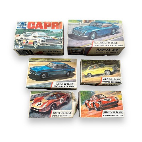 87 - Airfix 1/32nd scale unmade car kits, with Ford Capri, Escort,  MRC European Racing Capri No. 2-1013-... 