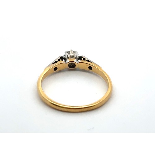 51 - Diamond ring stamped 18ct and plat, size M. Weight 2.06g. Estimated diamond weight 0.18ct.