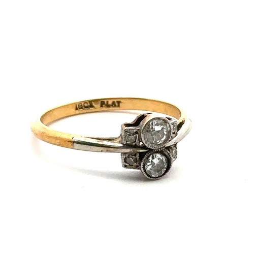 5 - An art deco diamond ring stamped 18ct and plat. Size N. Estimated total diamond weight approx 0.2ct.... 