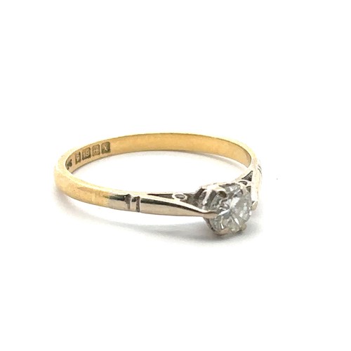 24 - An 18ct gold solitaitre diamond ring of approx 0.39ct. Size P. Sponsor CPS, Birmingham 1972. Weight ... 