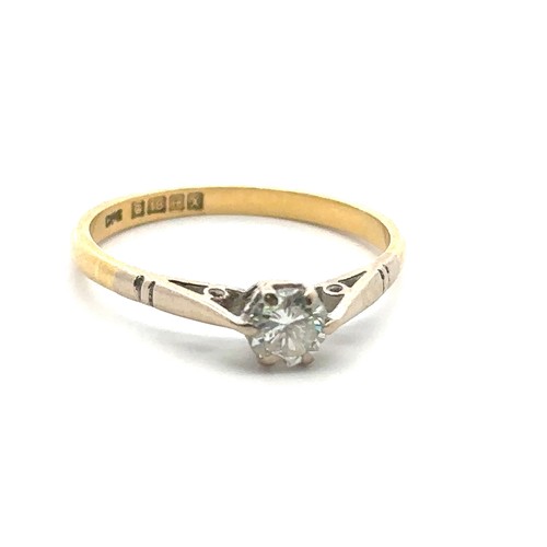 24 - An 18ct gold solitaitre diamond ring of approx 0.39ct. Size P. Sponsor CPS, Birmingham 1972. Weight ... 