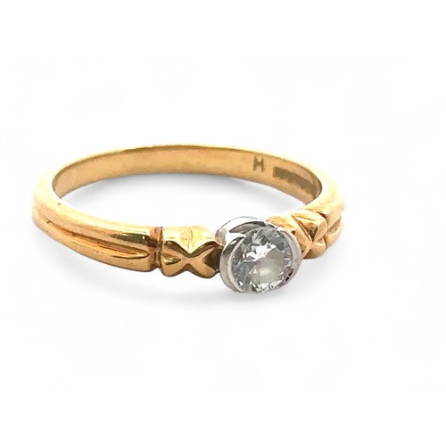 41 - An 18ct gold and 0.25ct diamond solitaire ring, size L. Sponsor HM. weight 2.85g.