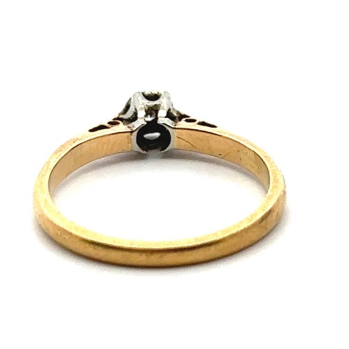 18 - Two diamond rings. A single stone ring in 18ct yellow gold, diamond approx 0.08ct, size K. Together ... 