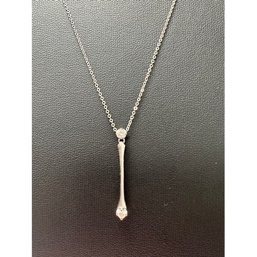 46 - A white gold and diamond pendant necklace, chain and pendant stamped 9ct. Estimated diamond weight 0... 