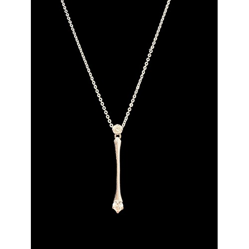 46 - A white gold and diamond pendant necklace, chain and pendant stamped 9ct. Estimated diamond weight 0... 