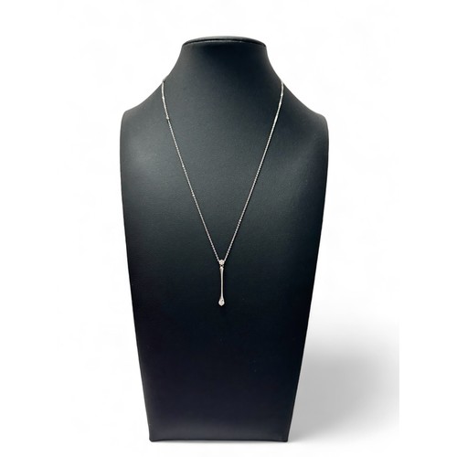 46 - A white gold and diamond pendant necklace, chain and pendant stamped 9ct. Estimated diamond weight 0... 