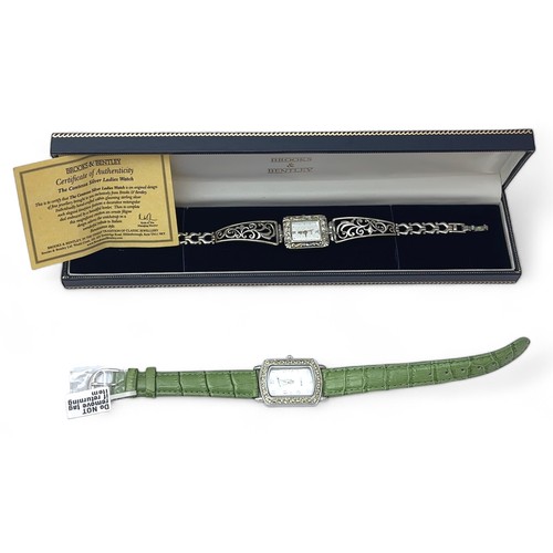 108 - Two silver watches. A Brookes of Bentley Contessa watch with box and certificate. And a new with tag... 