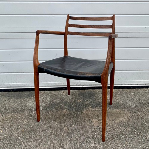 460 - Niels Otto Møller (Danish, 1920-1982), Model 62 rosewood armchair / carver. Indian Rosewood (Dalberg... 