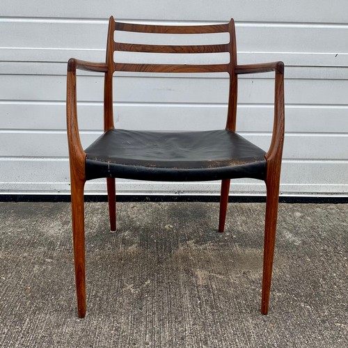 460 - Niels Otto Møller (Danish, 1920-1982), Model 62 rosewood armchair / carver. Indian Rosewood (Dalberg... 