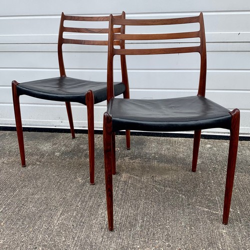 462 - Niels Otto Møller (Danish, 1920-1982), Model 78 for J. L. Moller rosewood dining chair pair. Indian ... 