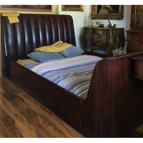 467 - Ralph Lauren, vintage Ralph Lauren Home Metropolis wooden bed. Mahogany. Monumental retail cost.  He... 