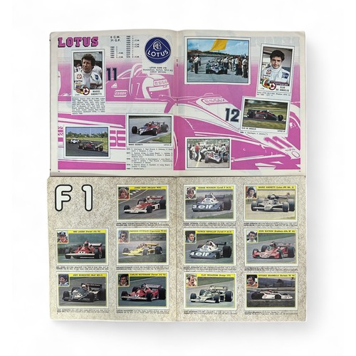 410 - Panini 1980 F1 Grand Prix album and cards (affixed) featuring Grand Prix circuits, race cars and dri... 