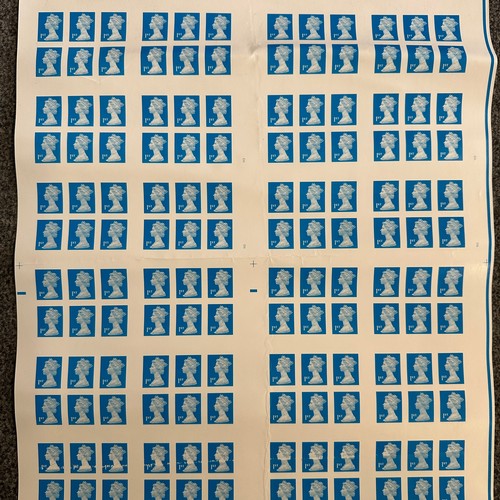 195 - Great Britain QEII 1st Class colour trial proof sheet in blue imperforate large sheet of 192. Unused... 