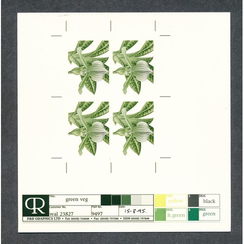 200 - Great Britain, 1995 “Green Veg” colour proof on glossy paper. Unused / unknown design, identical to ... 